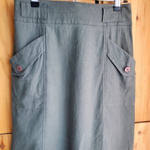 Plum Khaki Green Linen Blend Skirt size 2